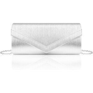 🆕Women Silver PU Leather Evening Handbag Clutch Purse w/Chain for Date